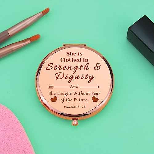 Inspirational Christian Gifts Compact Makeup Mirror Bible Verses Gift for Her Religious Present for Granddaughter Baptism Present for Women Folding Makeup Mirror Birthday Graduation