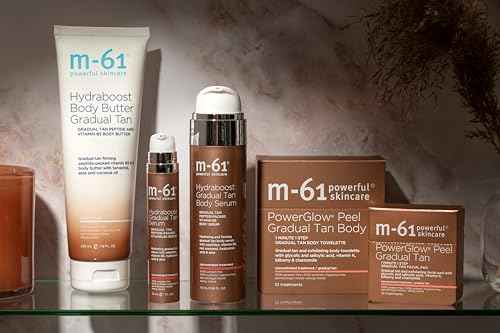 m-61 PowerGlow Peel Gradual Tan for Body | 1-Minute, 1-Step Exfoliating Body Peel To Build A Streak-Free Radiant Glow. With Glycolic and Salicylic Acid. Dermatologist & Allergy Tested - 10 Treatments