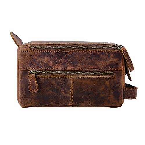Handmade World Toiletry Bag for Men Dopp Kit genuine Buffalo Leather Toiletry Bag Case Travel Accessories Makeup cosmetic Essentials Organizer Leather Travel Toiletries Bag