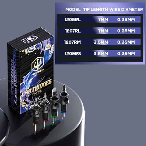 POSEIDON Wireless Rotary Tattoo Machine Kit with 20 Tattoo Cartridge Needles, Ink Set & 2 Rechargeable Batteries | Professional Portable Tattoo Gun for Beginners | Complete Starter Supplies