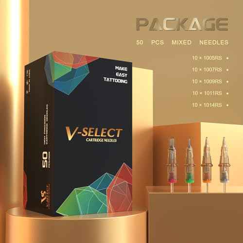 EZ Tattoo Cartridge Needles Assorted - 50Pcs #10 Mixed (5RS 7RS 9RS 11RS 14RS) Bugpin Round Shader Tattoo Needles Cartridges for Tattoo Pen Machine Gun - V SELECT