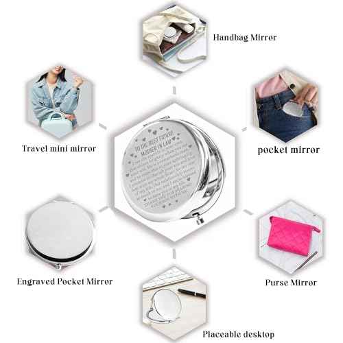 BAUNA Mother in Law Wedding Gift from Bride Mother of The Groom Gift to My Future Mother in Law Gift Compact Mirror (Mom Sparkle CMS)