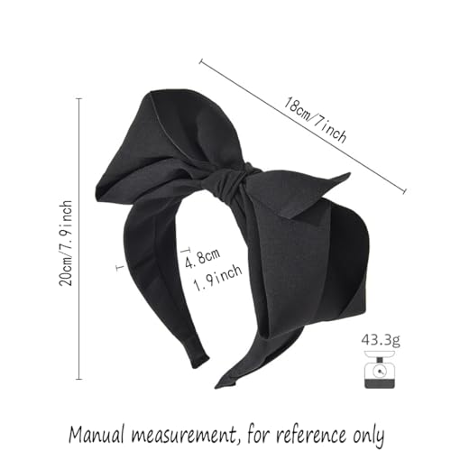 Red Bow Headband For Women Black Knot Hair Bands Big Bowknot Hair Hoop Knotted Wide Turban Headbands Hair Band Bows Hair Accessories (Black&Red)