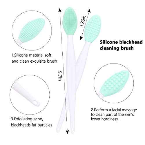 Silicone Face Scrubber, 2pcs Exfoliating Lip Brush, 2pcs Face Cleansing Brush & Silicone Facial Mask Brush Exfoliator Blackhead Skin Care Tool