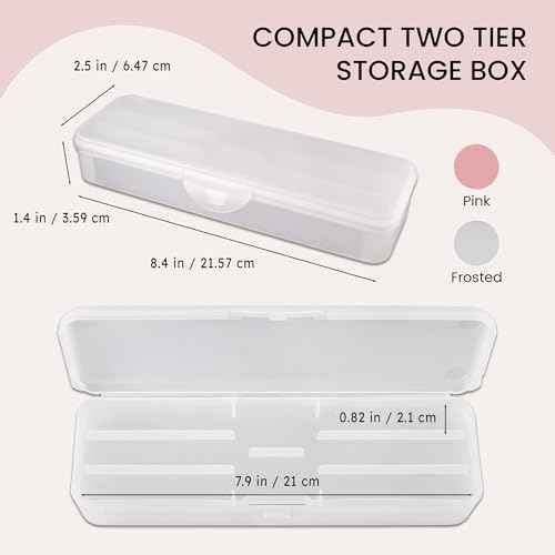 Beauticom Double-Layer Personal Storage Storage Case for Professional Nail Art Pens, Nail Brush, Tools (Frosted White)