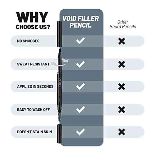 VOID Homme Gray Beard Pencil Filler for Men, Set of 4 - Instantly Covers Bald Spots & Thinning Hair, Waterproof, Sweat & Smudge-proof, Undetectable Hair Loss Solution for Gray Beards, Natural Look