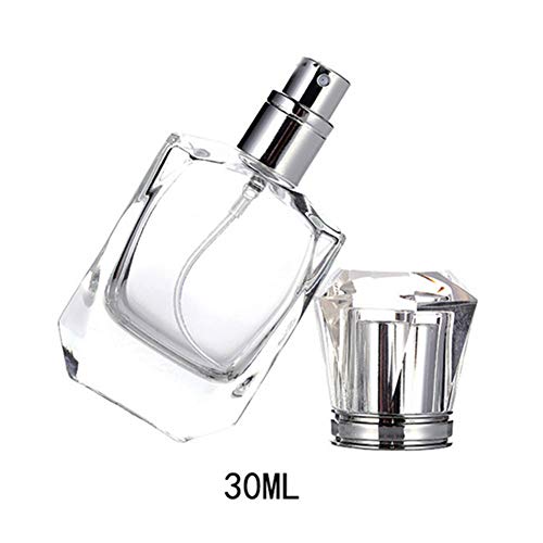AKOAK 1 Bottle 30ML (1.01 OZ) Crystal Transparent Glass Perfume Bottle Fine Mist Spray Repeatable Filling Clear Bottle for Perfume, Alcohol, Toner