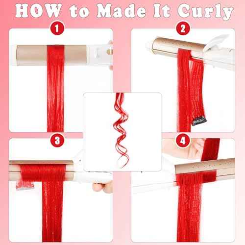 12 PCS Red Hair Extensions Clip in, 22 Inch Colored Hair Extensions Party Highlights Long Straight Synthetic Hairpieces for Women Kids Girls Cosplay