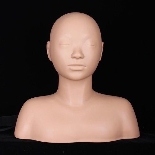 Multifunction Massage Makeup Practice Mannequin Head Model Wig Hat Display Soft Touch Silicone Practice Head for Beauty Salon Equipped with Shoulder Massage Head with Fixing Strap (Chocolate)