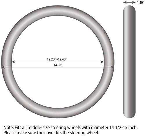 Elantrip Steering Wheel Cover Leather 14 1/2 to 15 inch Universal Padded Soft Grip Breathable for Car Truck SUV Jeep Anti Slip Blue and Black