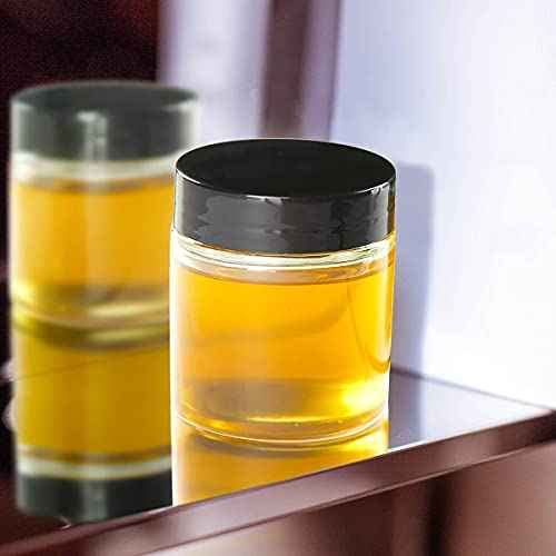 4 oz Glass Jars with Lids, Hoa Kinh 40 Pack Clear Small Glass Jars with Black Lids Empty Cosmetic Containers Airtight Round Glass Jar for Lotions, Powders and Ointments
