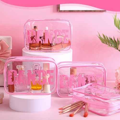 Kacctyen 12 Pcs Dance Makeup Bag Ballerina Lover Appreciation Gifts 7 x 4.7 x 2.4 Inches Cosmetic Bag Dance Snack Bags PVC Case Clear Toiletry Zipper Pouch for Women Ballet Team Ballet Party Xmas Gift