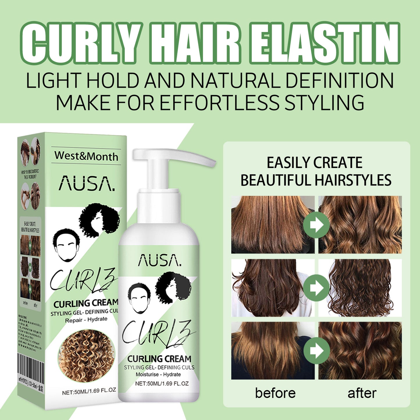 Curl Bouncer Moisturizing Hair Cream - Argan Oil Frizz Control & Definition