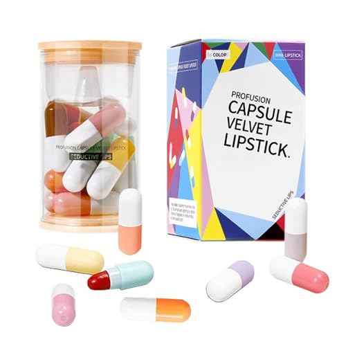 16 Pcs Mini Pills Lipstick Capsule Set, Waterproof Long Lasting Mini Matte Lipstick Set, Cute Capsule Velvet Matte Lipstick Set, Lipstick Bulk for Women