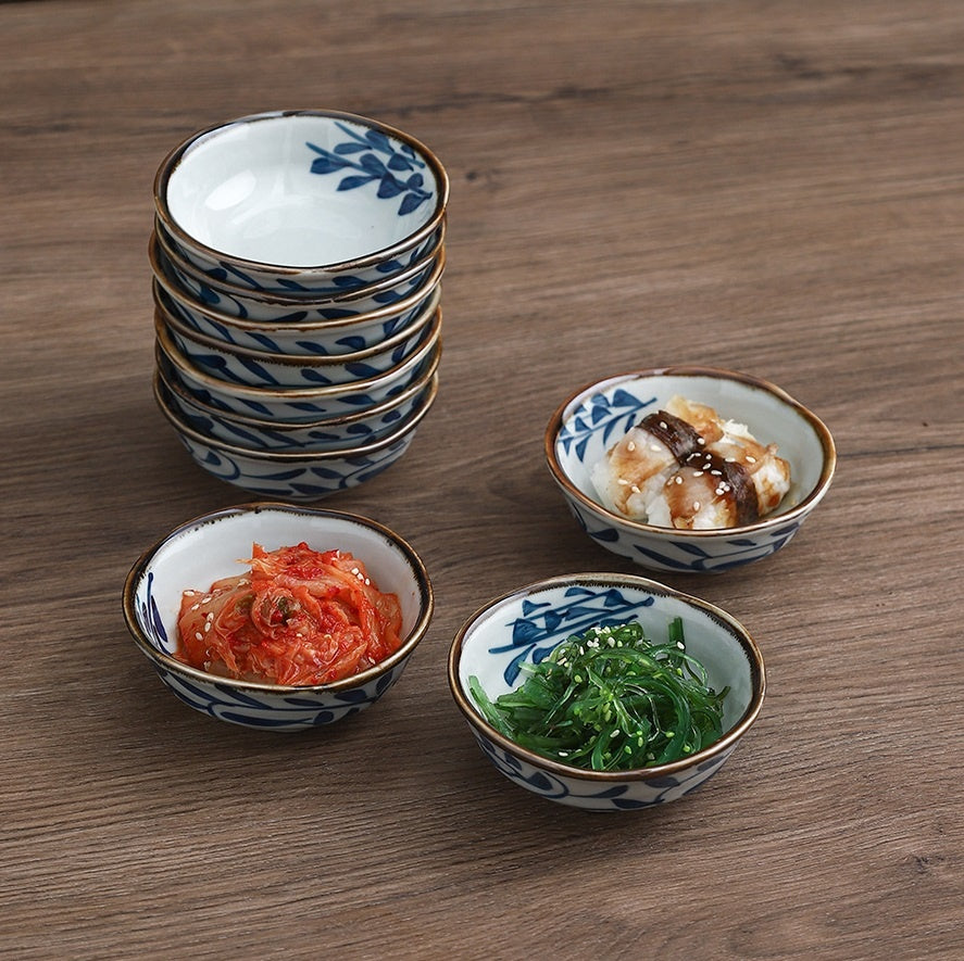 Ceramic Underglaze Sauce Dishes Set - 4 Inch Food Bowl for Catering & Snacks