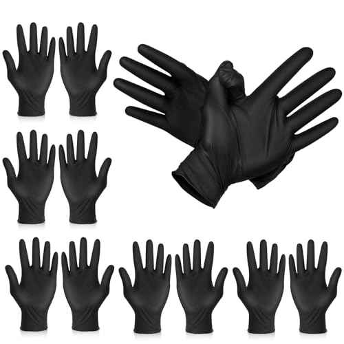 5Pairs Hair Dye Gloves Black Rubber Glove Reusable Cleaning Gloves Non-slip Bouncy Professional Hair Coloring Accessories for Salon Hairs Dyeing(Medium)
