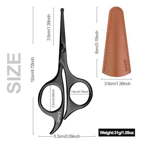 4.7-inch small nose hair scissors (black), round-headed scissors, for trimming facial hair, beards, ear hair, eyebrows, bathroom, Moustache Trimming£¬personal care and beauty