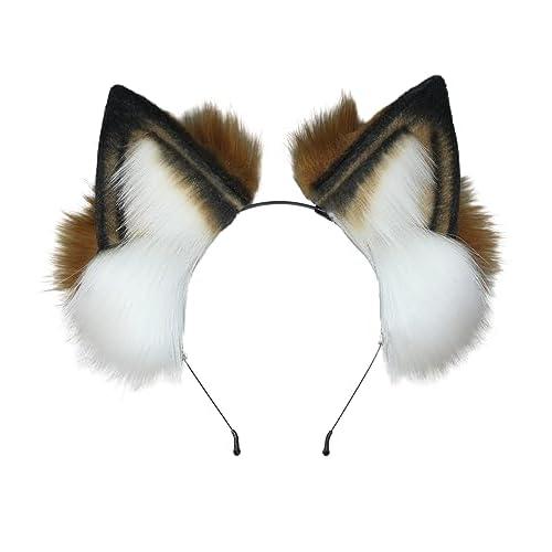Fox Cat Ear Headband Wolf Ears Headwear Halloween Cosplay Hairbnad Handmade Animal Head Accessories for Women Men