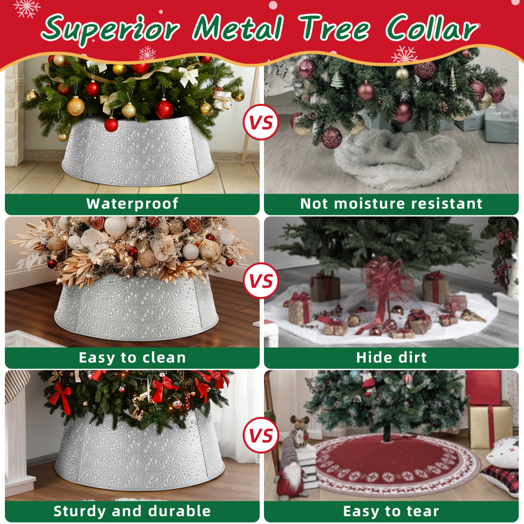 Metal Christmas Tree Collar - Durable Waterproof Tree Base Cover