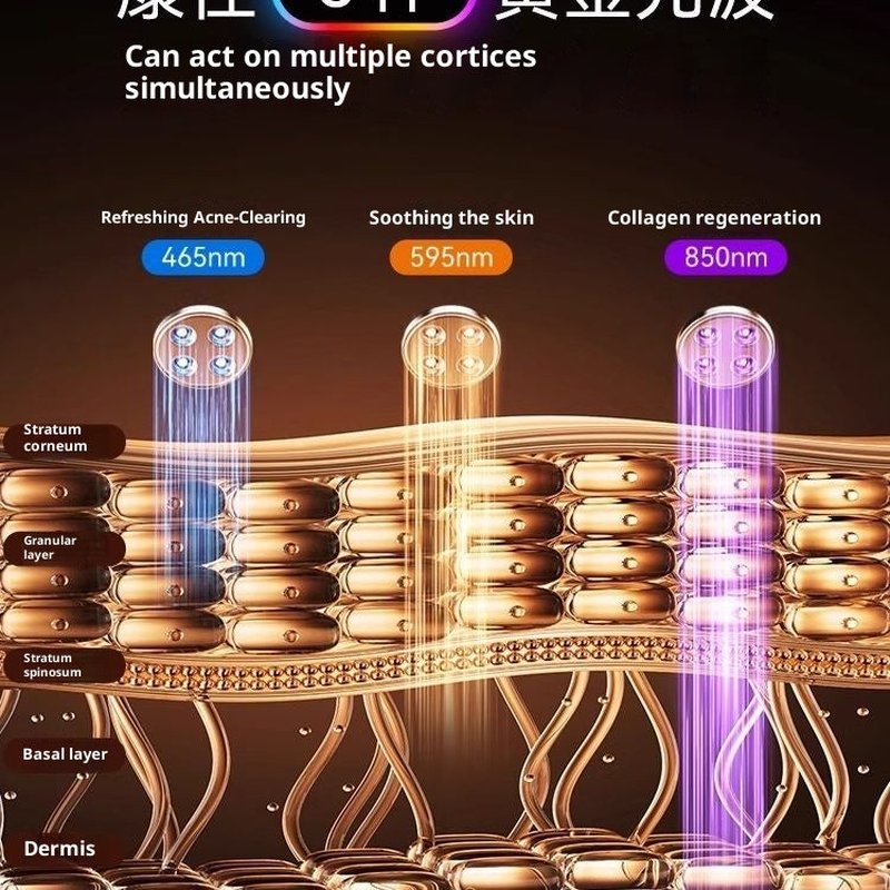 Red Yellow Blue Light Therapy Lamp for Home Brightening - Black