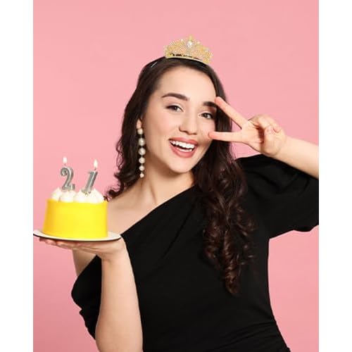 Wecoe Small Crown Tiara for Flower Bouquets - Mini Birthday Crown, Cake Decorations, Wedding Hair Accessories, Ornaments, Gifts