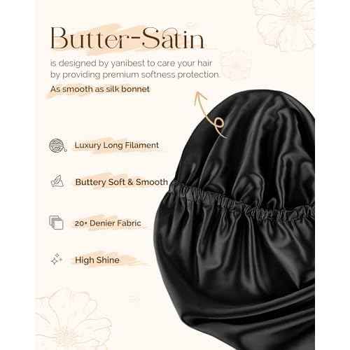 YANIBEST Long Bonnet Braid Bonnet for Sleeping Adjustable Satin Silk Bonnet for Braids Sleep Bonnet for Women Locs