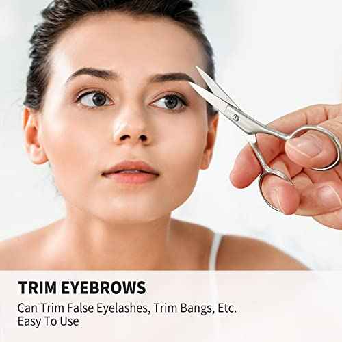 Small Scissors, Eyebrow Scissors, Nose Hair Scissors, Professional Grooming Scissors for Hair, Eyelashes, Nose, Eyebrow Trimming, Mustache. -AsonTao (Small scissors -Tip design)