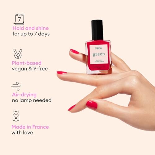 Manucurist System Green¢â (Poppy Red) - Professional Manicure Gift Set, Vegan : 1 Nail Prep, 1 Base Coat, 1 Poppy Red Nail Polish, 1 Top Coat, Drying Drops -Christmas Gifts for Women - Gifts for Her