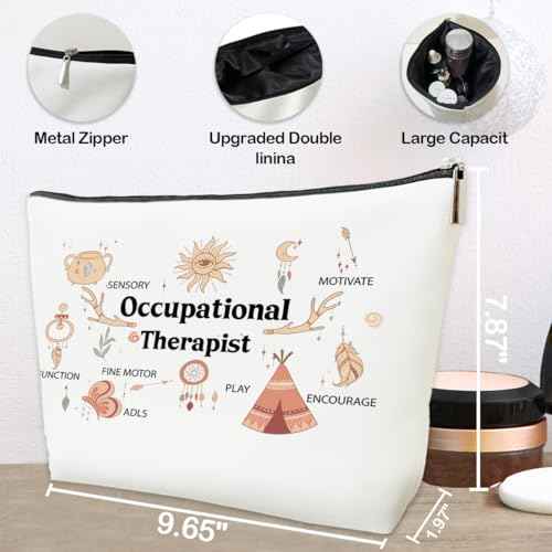JioJio Chan Funny Occupational Therapy Worker Gift, Occupational Therapist Makeup Bag, Gifts for Women Coworkers Friends, OT Month PT PTA OT Travel Toiletry PU Leather Bag