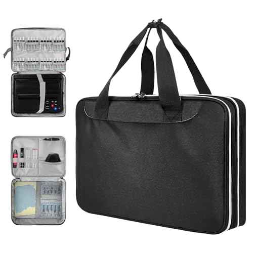 Grekos Tattoo Carrying Case, Tattoo Supplies Organizer, Double Layer Tattoo Tools Carrying Case Travel Bag for Tattoo Stencil Printer, Tatoo Pens Equipmen,Tattoo Ink,Equipment and Supplies(Black Bag)