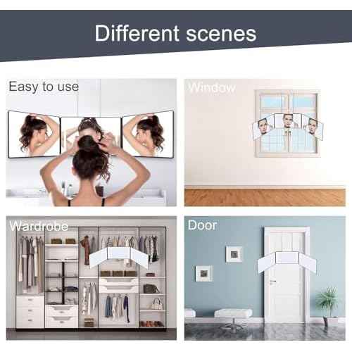 JANMPASK 3 Way Mirror for Self Hair Cutting Tools with Height Adjustable Mirror 360 Trifold for Makeup to See Back of Head (Black)