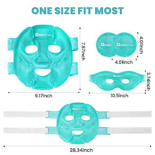 Ice Face Eye Mask for Dark Circles and Puffiness Cold Warm Compress, Gel Cold Cooling Face Mask Package for Women and Men, Migraines, Headache, Stress and Relaxation