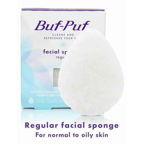 Buf-Puf Facial Sponge, Dermatologist Developed, Removes Deep Down Dirt & Makeup That Causes Breakouts and Blackheads, Reusable, Exfoliating, White, 5 Count