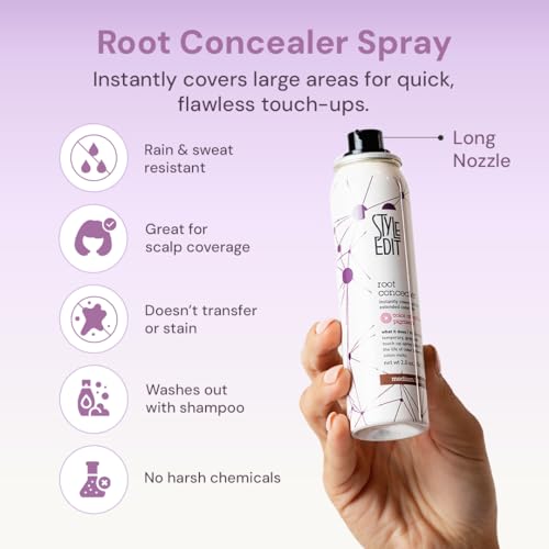 Root Touch Up Spray for Medium Brown Hair by Style Edit | Gray Hair Coverage and Temporary Dye | 0.75 oz Travel Size