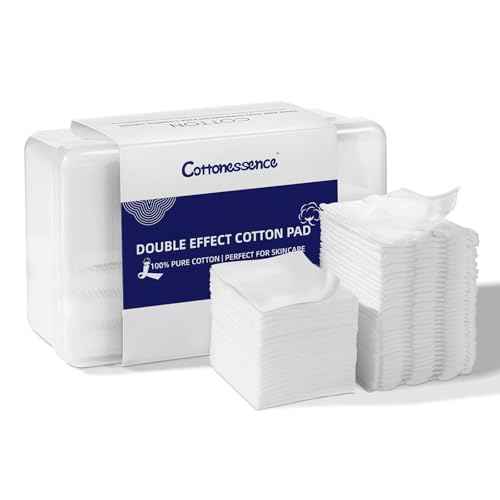 Square Cotton Pads for Face (475 Count) - 100% Pure Cotton, Soft Lint-Free Makeup Remover Pads for Facial and Eye Use, Double-Sided Design to Save Water and Hypoallergenic (75 Thick & 400 Ultra-Thin)