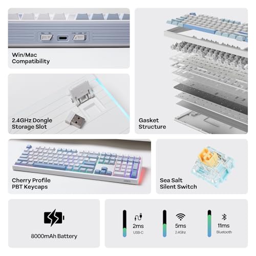 EPOMAKER TH108 Full Size Mechanical Keyboard+CloudGel Wrist Rest for Keyboard and Mouse
