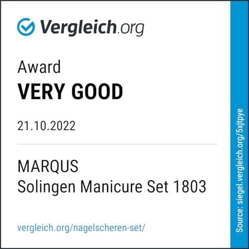 Manicure Set Solingen Made in Germany - 7 Piece Exclusive Finger & Toe Nail Clippers Kit for Women and Men in Real Leather Case, Color Blue