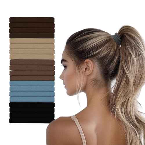Hair Ties No Damage - Strong Stretchy No Breakage SnagFree Hair Bands | Soft Nylon Thick Ponytail Holders Hair Elastics for Everyday Hairstyles | Ideal Gifts for Women Teens Girs 20pcs