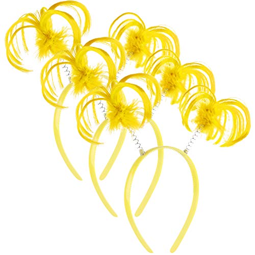 3 Pieces Ponytails Headbopper Faux Feather Ponytails Headband Halloween Costume Headwear Accessory