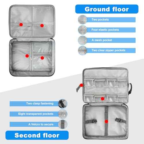 Grekos Tattoo Carrying Case, Tattoo Supplies Organizer, Double Layer Tattoo Tools Carrying Case Travel Bag for Tattoo Stencil Printer, Tatoo Pens Equipmen,Tattoo Ink,Equipment and Supplies(Black Bag)