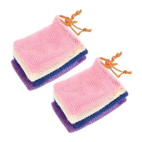 Angoily 8pcs Exfoliating Soap Net Bags for Face Cleaning and Bath Use Mesh Drawstring Pouches for Lathering Handmade and Natural Soaps