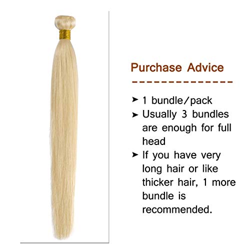 613 Brazilian Virgin Hair Bundles Blonde Silky Straight Human Hair Extensions Replacement Bundle for Women 30 inches