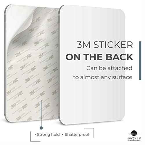 Mavoro 7x9 Shaving Mirror for Shower | 3M Adhesive Shower Mirror | Acrylic - Unbreakable | Less Fogging | Sleek Frameless | Peel and Stick | Glassless Safety (1 Pack)