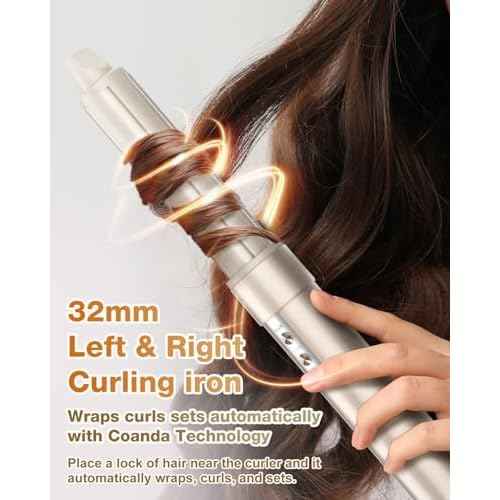 7MAGIC 6 in 1 Multi Hair Styler Dryer Brush, 110,000 RPM High-Speed, Negative Ionic, Fast Drying for Professional Blow Dry, Curling, Volumizing, Straightening and Styling, Gold