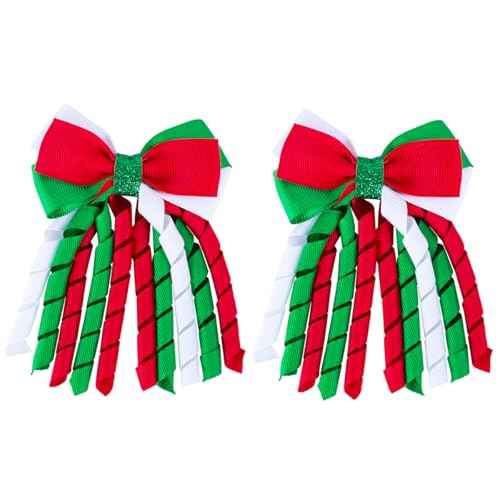 Christmas Hair Bows for Girls ? Curly Ribbon Christmas Hair Clips Handmade Cheer Bows Non-slip Alligator Clips Xmas Hair Accessories for Christmas Party & Kids Gifts
