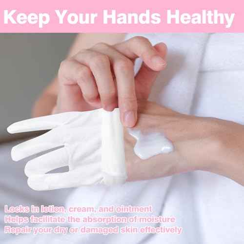 6 Pair White Cotton Gloves for Dry Hands, Moisturizing Overnight Work Gloves Liners for Eczema, Psoriasis Skin Spa Treatment Coin Jewelry Craft Handling for Women & Men, Large