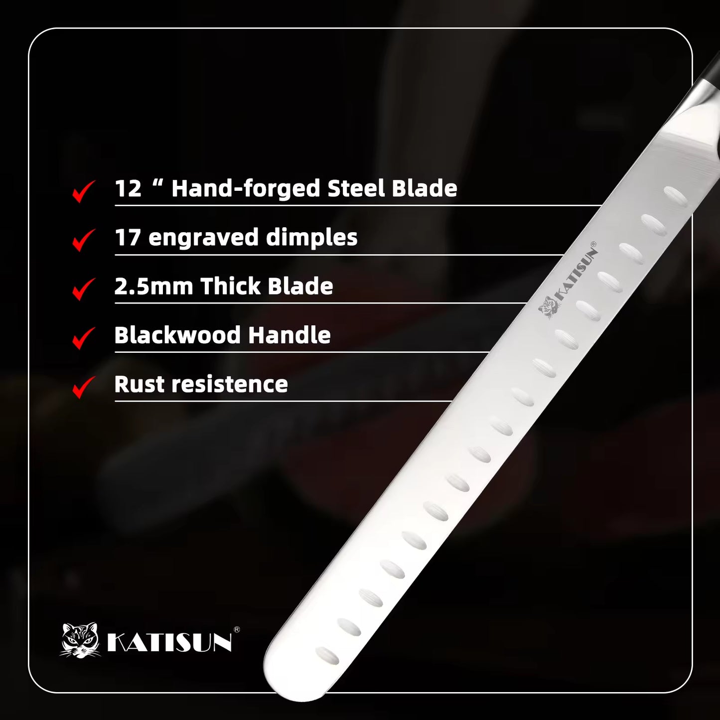 10-Inch Carbon Steel Chef Knife with Triple Rivet Handle