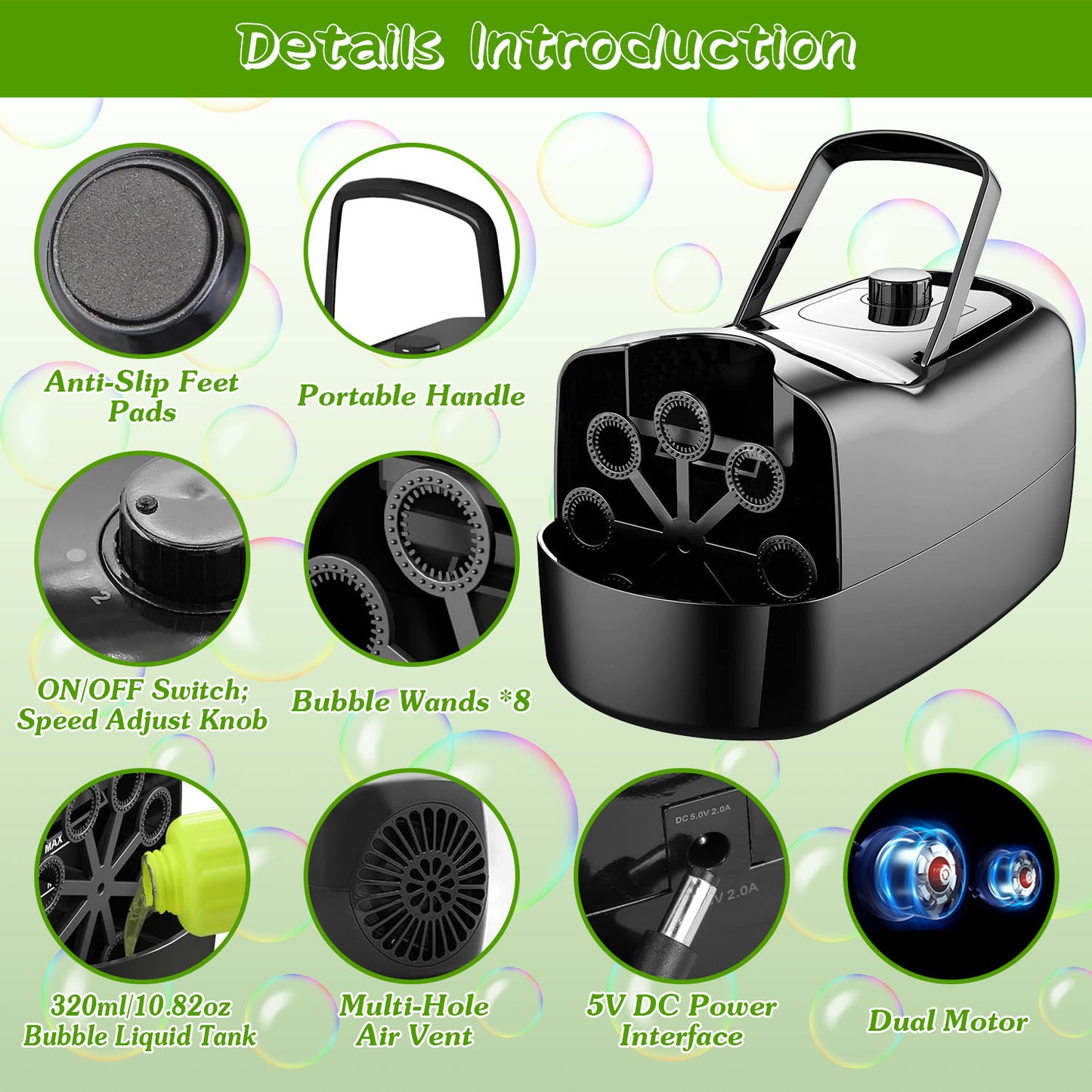 Automatic Bubble Maker - Portable Bubble Blower with 2 Speeds