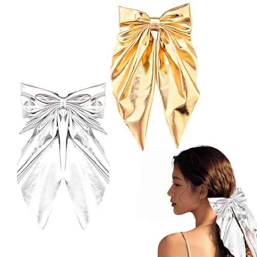 Large Hair Bow Clips for Women Bow Barrettes Women Thin Thick Hair Accessories Bowknot Hair Clip Long Ribbon Bows Clips Spring Clip Barrette Bows Accessories for Girls Birthday Gifts 2pcs