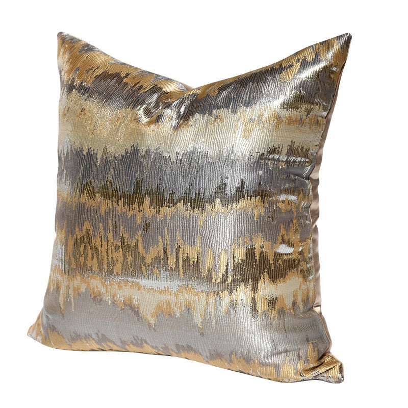 Luxurious Gray Gold Striped Pillow Cover - Modern Home Decor Cushion